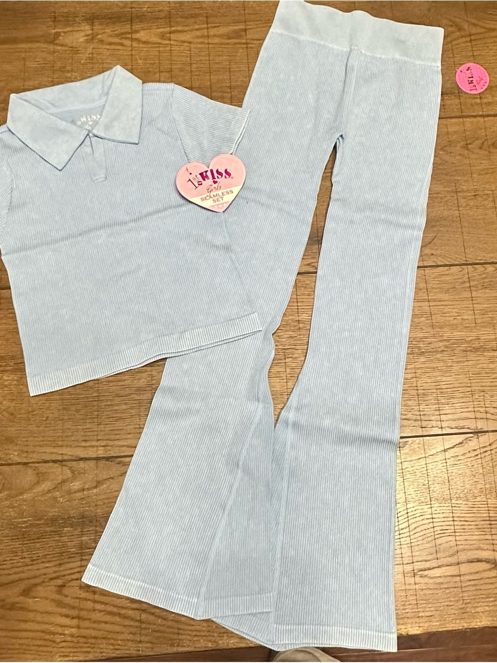 Girls Light Blue Ribbed 2 Piece Set Girls 10-12 NWT